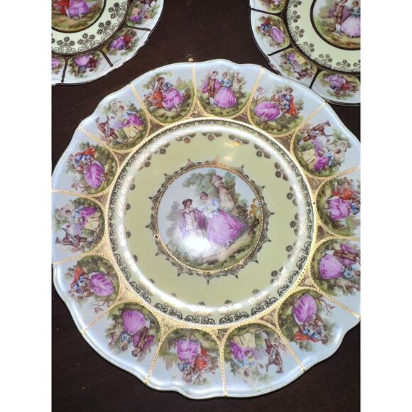 MIDCENTURY FRAGONARD LOVE STORY ALT WIEN STAMPED 5 PIECE PLATE SET 1945-1952 - Picture 3 of 13